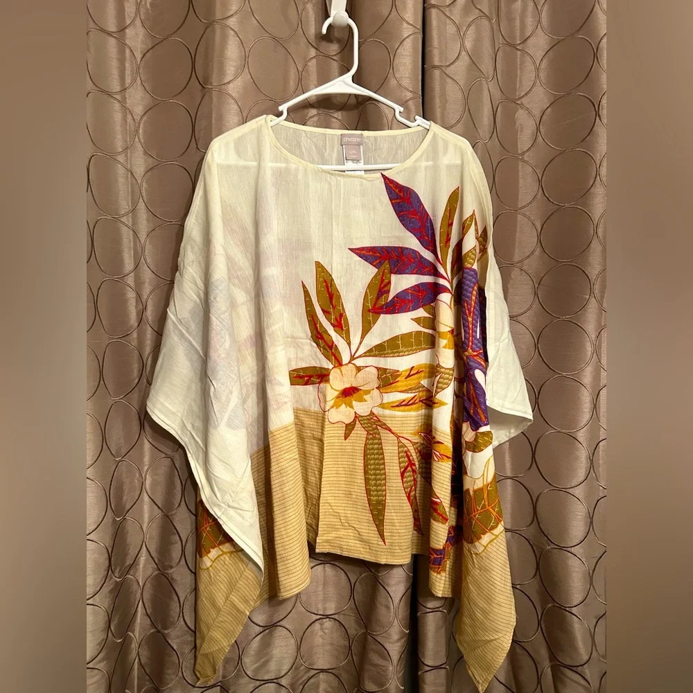 Brand new Chico’s tropical poncho. Size L/XL - Picture 1 of 4